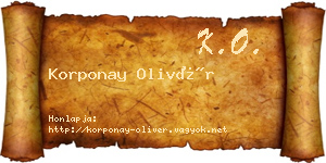 Korponay Olivér névjegykártya